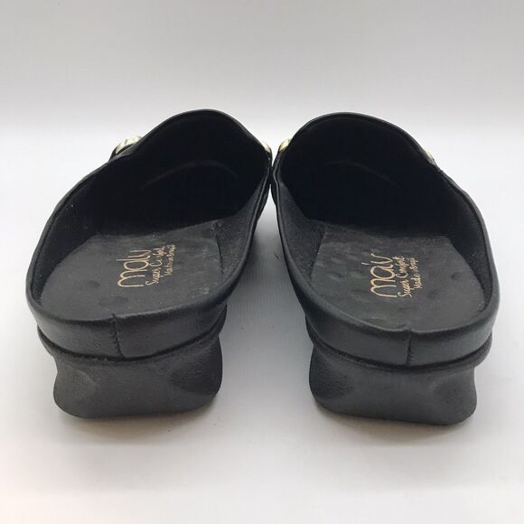 Malu Nettar Bejeweled Horse Bit Mule Womens 8 Black Leather Slip On Comfort Clog - Picture 4 of 11